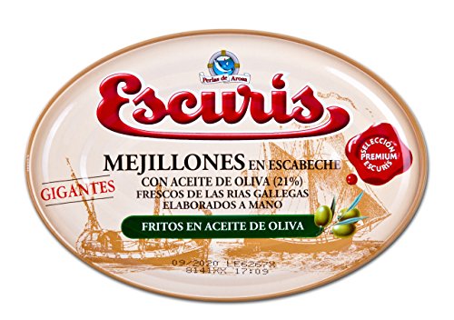 Escuris Mejillones Escabeche Fritos, en Aceite de Oliva - 360 gr