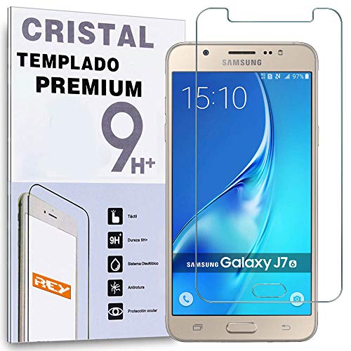 REY Protector de Pantalla para Samsung Galaxy J7 2016 Cristal Vidrio Templado Premium