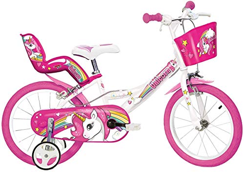 Dino Bikes - 144R-UN Unicorn - Bicicleta con diseño de Unicornios de 35,6 cm, Color Blanco y Rosa