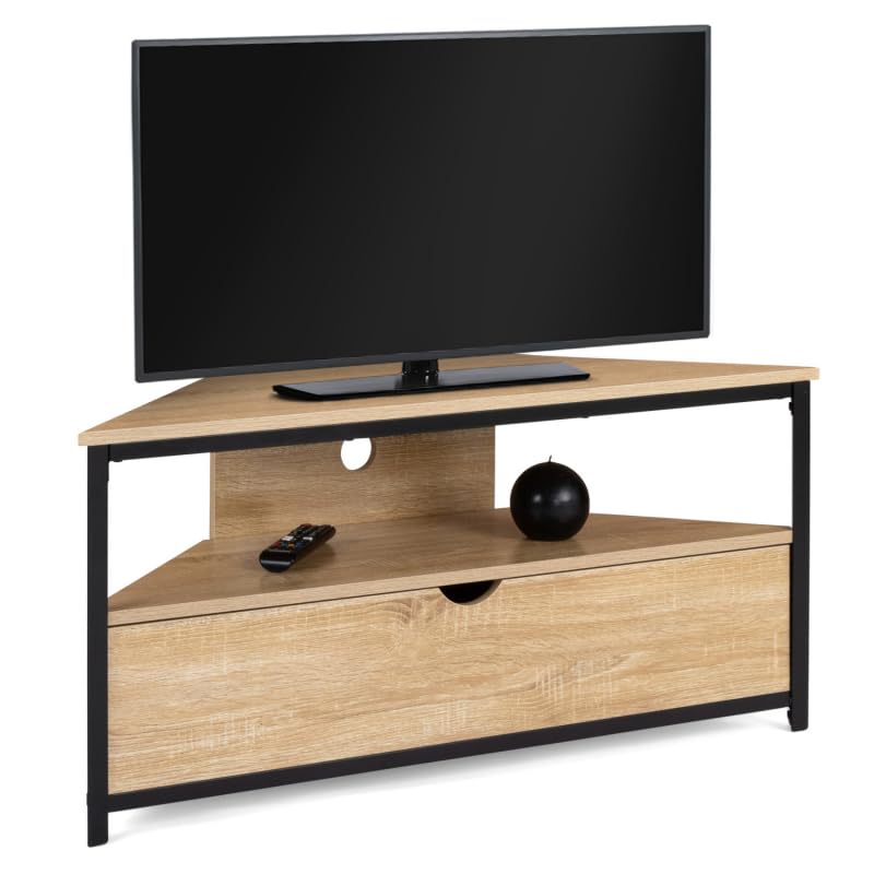 IDMarket - Mueble de TV esquinero Detroit con armario de diseño industrial