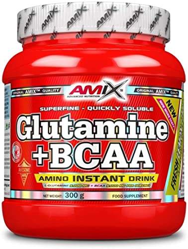AMIX - Bcaa Glutamina - 300 Gramos - Complemento Alimenticio de Glutamina en Polvo - Reduce el Catabolismo Muscular - Óptimo para Deportistas - Sabor Lima Limón - Aminoácidos Ramificados