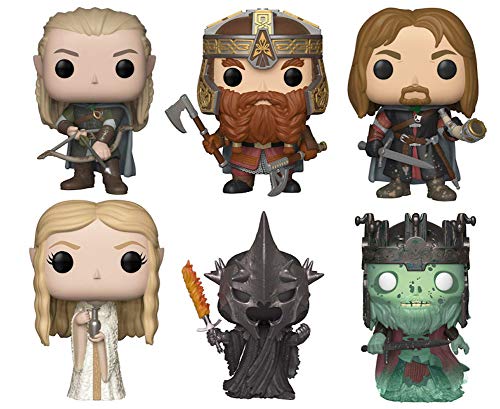 Funko POP! Movies Lord of The Rings / The Hobbit Set of 6 Vinyl Figures - Legolas, Gimli, Boromir, Galadriel, Witch King and Dunharrow King - Protected in Inner Case