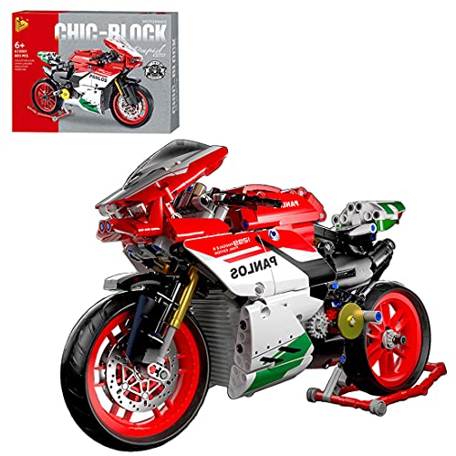 Dellia Juego de construcción para motocicleta, 803 piezas, técnica de carreras, modelo de moto, bloques de construcción, juguetes de construcción compatibles con Lego Technic