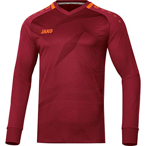 JAKO Camiseta de Portero Unisex para niños Goal, Unisex niños, Camiseta de Portero, 8910, Rojo Vino, Naranja neón, 164