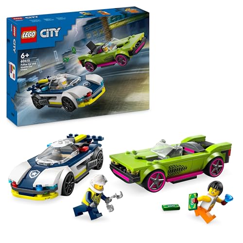 LEGO City Coche de Policía y Potente Deportivo, Vehículo de Emergencia de Juguete, Regalo para Niños y Niñas de 6 Años o Más, Juego Imaginativo y de Roles, Minifiguras de Agente y Ladrona 60415