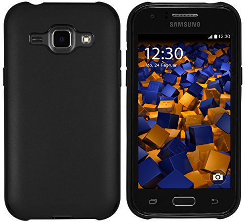 mumbi Funda Compatible con Samsung Galaxy J1 Caja del teléfono móvil, Negro