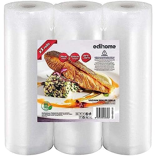 Bonsenkitchen - Bolsas de vacío para alimentos, 2 rollos de 28 x 600 cm,  bolsa al vacío para la conservación de alimentos y la cocción, sin BPA :  : Hogar y cocina