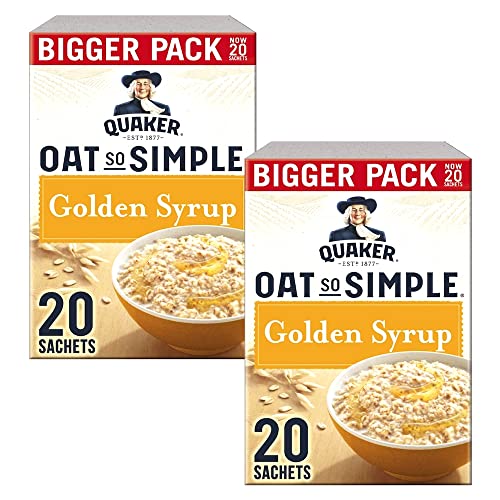 Cleverry set de Gachas de Avena Quaker Oat So Simple Golden Syrup 40 bolsitas x 36g – oatmeal para un desayuno delicioso