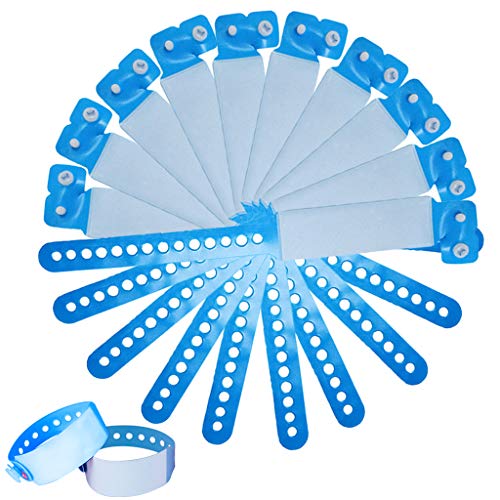 SwirlColor Pulsera Identificación Niños, 100 Pieza brazaletes Desechables Impermeables Pulseras para Eventos ID de PVC Pulsera de Seguridad- (Niño, Azul)