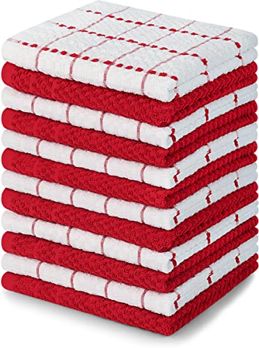 Utopia Towels - 12 Toallas de Cocina, paños de Cocina (38 x 64 cm) (Rojo y Blanco)