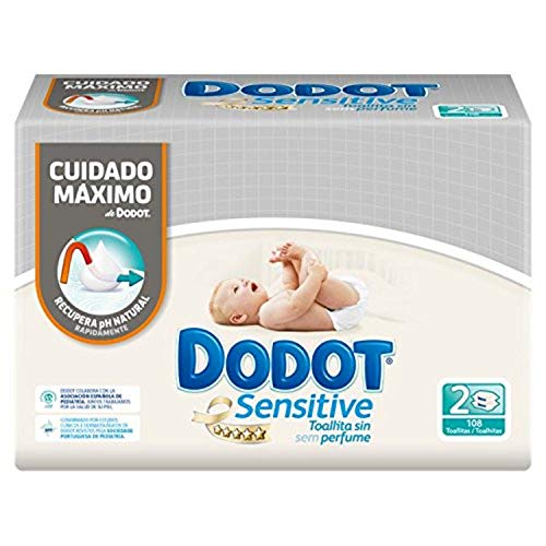 Dodot Sensitive Toallitas para Bebé - 3 paquetes de 2 x 54 toallitas - Total: 324 unidades
