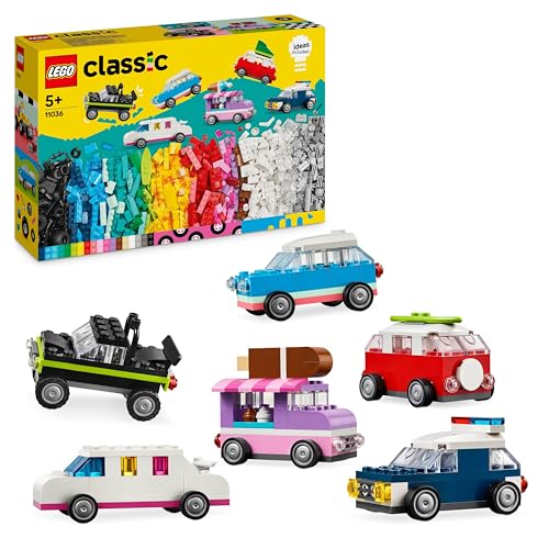 LEGO Classic Vehículos Creativos Coloridos, Maquetas de Coches Urbanos: Coche de Policía, Camión y Más, Juguete de Construcción con Ladrillos, Regalo para Niños y Niñas de 5 Años en Adelante 11036