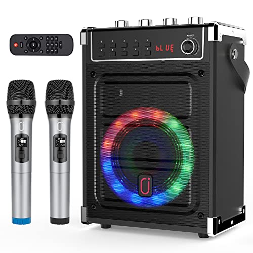JYX Altavoz Karaoke Bluetooth con 2 Micrófonos Inalámbrico, Sistema PA Portátil Recargable,TWS, Radio MP3 USB/TF/FM/REC para Fiesta
