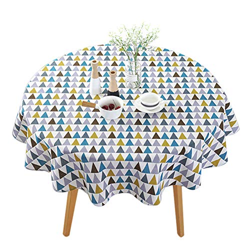 Domeilleur - Mantel redondo para decoración de mesa, diseño geométrico, 150 cm