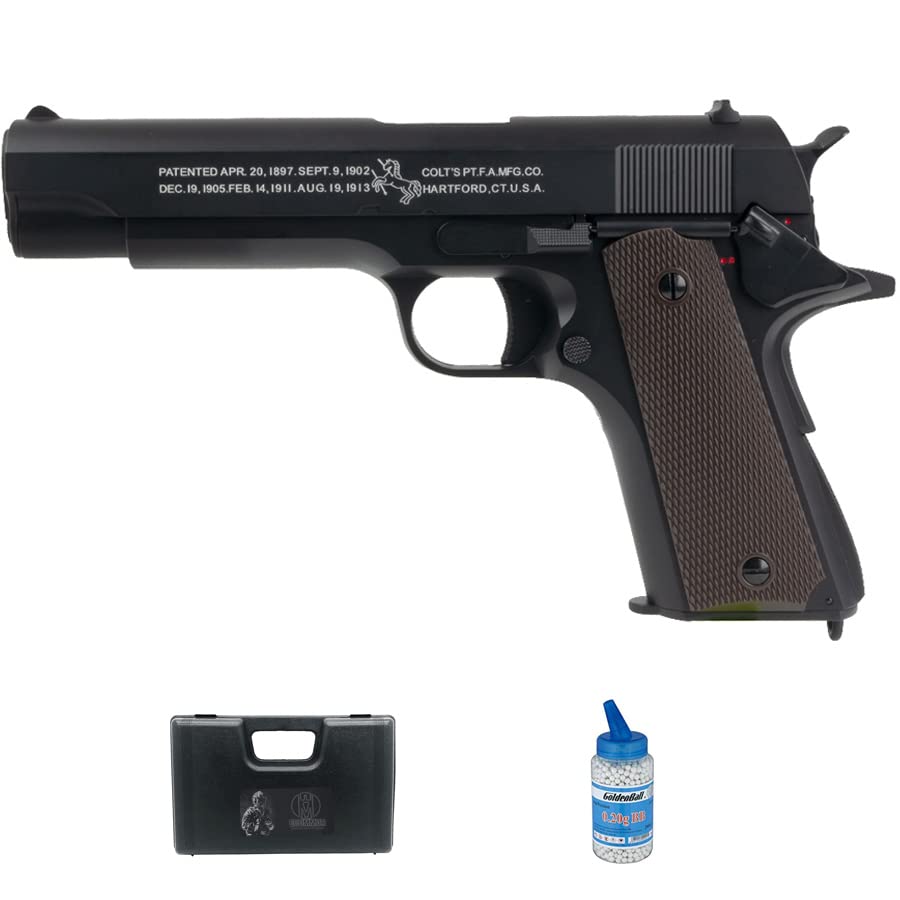 Colt 1911 AEP RTP NimH eléctrica (6mm) | Pistola de Airsoft (Bolas de plástico PVC) semiautomática + maletín + biberón de Bolas