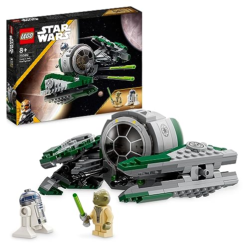 LEGO Star Wars Caza Estelar Jedi de Yoda, Juego de Construcción de Vehículo de La Guerra de los Clones con Minifigura del Maestro Yoda, Espada láser y Figura del Droide R2-D2 75360