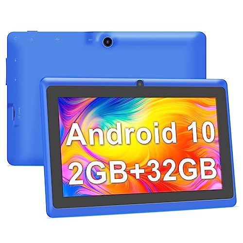 Haehne Tablet 7 Pulgadas, Android 10 Tableta, 2G RAM 32GB ROM, Cámaras Duales, WiFi, Bluetooth,Azul
