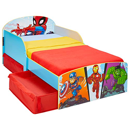 Worlds Apart Marvel Superhéroes-Cama Infantil para niños pequeños con cajón Inferior, Tela, 142x77x59cm