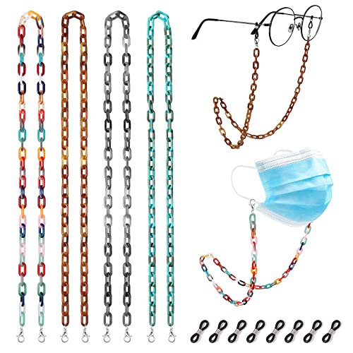 Hifot 4 Piezas Cadenas Para Gafas, Acrílico Cordones para Mascarillas, Cordones para Gafas Retenedor Cadenas Gafas Lectura para Mujer Hombre Niño