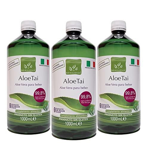 Benessence - Jugo y pulpa de Aloe Vera para beber, sin pasteurizar y sin filtrar - 3 L