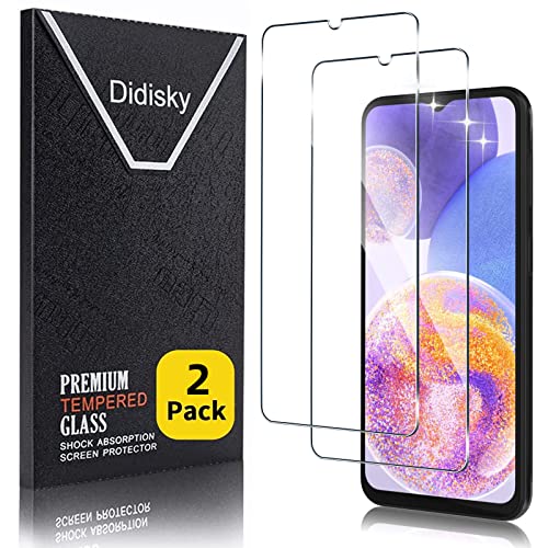 Didisky 2-Unidades Cristal Templado Protector de Pantalla para Samsung Galaxy A23 4G, Galaxy A23 5G, Antihuellas, Sin Burbujas, Fácil de Limpiar, 9H Dureza, Fácil de Instalar