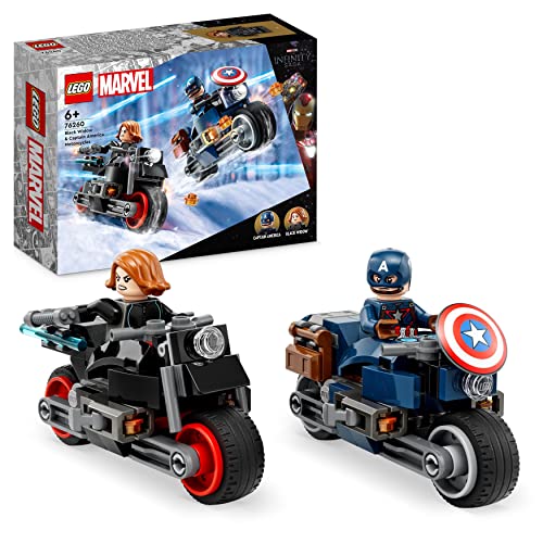 LEGO Marvel Motos de la Viuda Negra y el Capitán América, Set de Avengers: Edad de Ultron con 2 Motos de Juguete de Super Héroe para Niños y Niñas de 6 Años o Más 76260