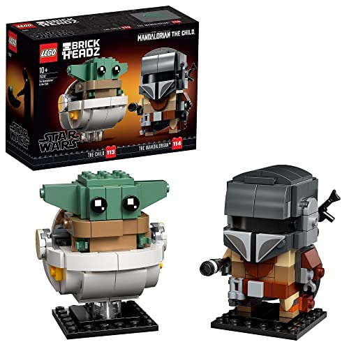 LEGO 75317 Star Wars Brick Headz El Mandaloriano y el Niño, Juguete de Construcción para Niños y Niñas +10 años