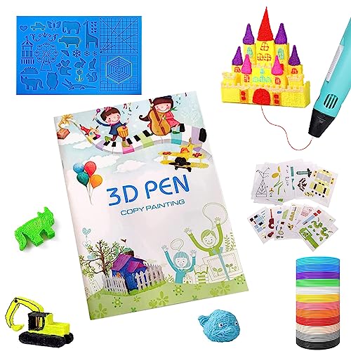 Lápices 3D para niños, plantillas de lápiz 3D (40 patrones), juego de iniciación, accesorios 3D, filamentos de 1,75 mm, filamento PLA de 10 colores, 5 m, para lápiz de impresora 3D