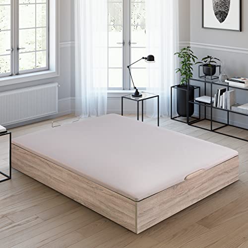 ROYAL SLEEP Canapé Abatible (135x190) Montaje y Retirada de Usado, Gran Capacidad, Tapa 3D Transpirable, Color Natural