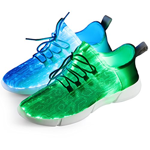 Opticos de Fibra Zapatos,A-Best LED Zapatos 7 Colores 4 Mods Recargables USB Light Up Zapatos Deportivos Súper Ligeros LED Zapatillas para Hombres y Mujeres