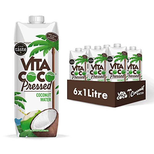 Vita Coco Agua de Coco Prensada (Pack de 6 x 1L) Hidratante Natural con Electrolitos, Vitamina C, Potasio y Sin Gluten - Sabor Coco 6x1000ml