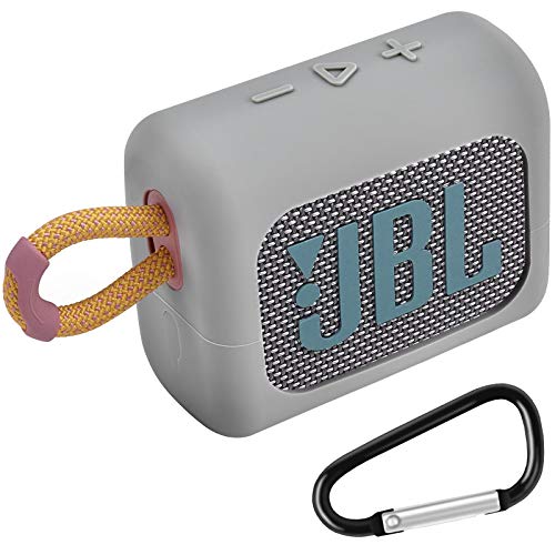 Funda de silicona para altavoz Bluetooth portátil JBL Go 3 Go3, gel de viaje, piel suave, bolsa de transporte de goma impermeable, color gris