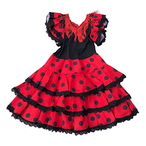 La Senorita Ropa Flamenco Niño Lujo Español Traje de Flamenca Chica/niños (Talla 2, 80-86 - 60 cm, 2/3 años)