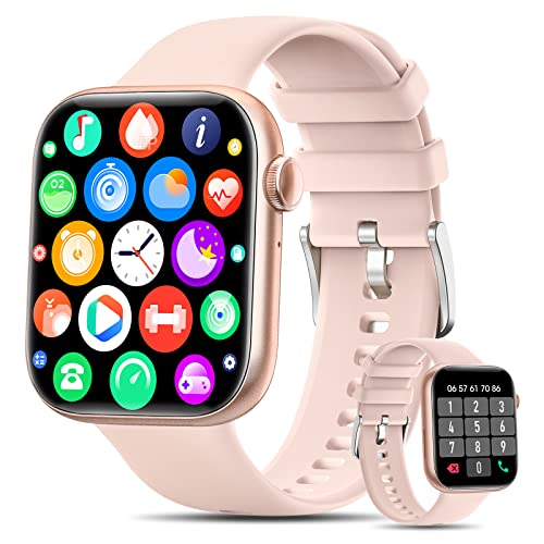 KIQULOV Smartwatch Mujer con Llamadas Bluetooth, 1.8' Reloj Inteligente Mujer con Asistente de Voz,120+Modos Deportivos,Monitor de Ritmo Cardíaco,SpO2,Monitor de Sueño,para Android iOS