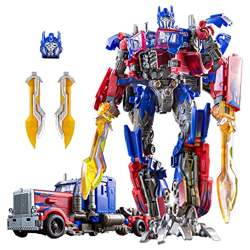 SK MISS Transformable Optimus Juguete Prime, Figuras de Acción Deformable Juguetes Robot con Extra Cabeza y Arma, Regalo para Niños de 7+ años