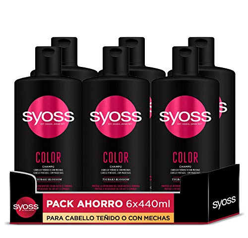 Syoss - Champú para pelo teñido o con mechas - Color - 6uds de 440Ml (2.640ml) – Protege la intensidad del color hasta 12 semanas - Cabello como recién salido de la peluquería