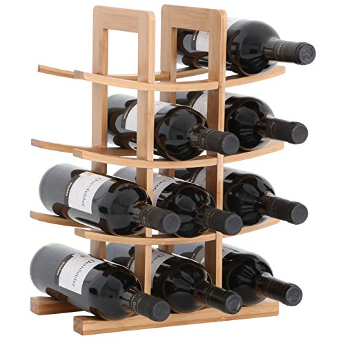 Gräfenstayn® 30551 Botelleros PORTO - apilable de madera de bambú para 12 botellas de vino- tamaño 30x16x42 cm (LxAnxAl) portabidones de vino