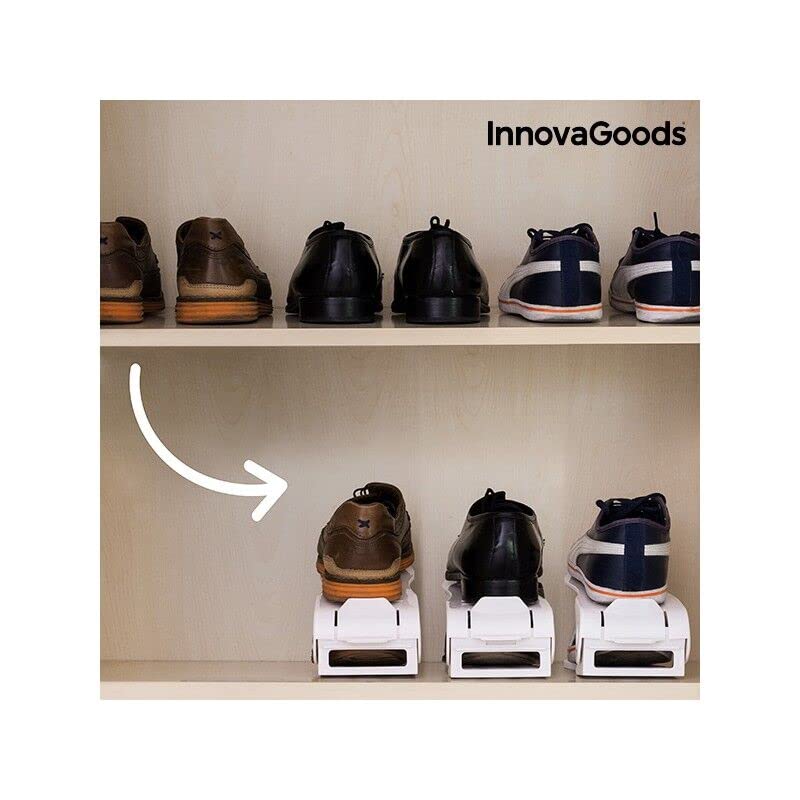 InnovaGoods Organizador de Zapatos Regulable Shoe Rack (6 Pares), Blanco, Unitalla