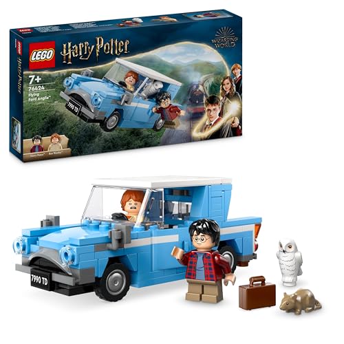 LEGO Harry Potter Ford Anglia Volador de Juguete de Fantasía, Juego de Aventuras con Coche de la Familia Weasley, Regalo para Niños, Niñas y Fans de 7 Años o Más, 2 Minifiguras de Personajes 76424