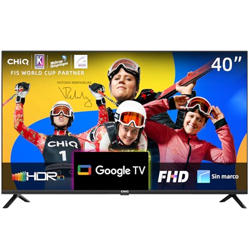 CHiQ L40G7V - Televisor de 40 Pulgadas Google TV, FHD, diseño sin Bordes, Asistente de Google, Google Play, DVB-T2/S2/C, Wi-Fi 5G, Bluetooth, HDMI ARC, USB2.0 y Ci+