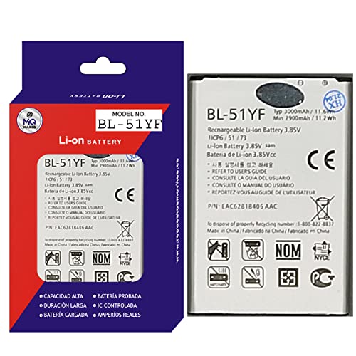 MANIQ Bateria Compatible para LG G4 H815, LG G4 Stylus H635, LG Ray X190 de 2900mAh, BL-51YF