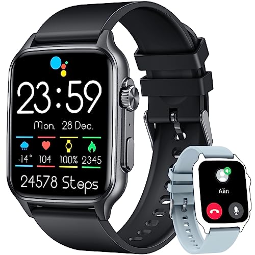 Reloj Inteligente Hombre Smartwatch Fitness: 2.0'Smart Watch con Bluetooth Llamadas y Whatsapp Impermeable Podómetro Pulsometro Oxigeno Presion Arterial Pulsera Actividad Deportivo para Android iOS