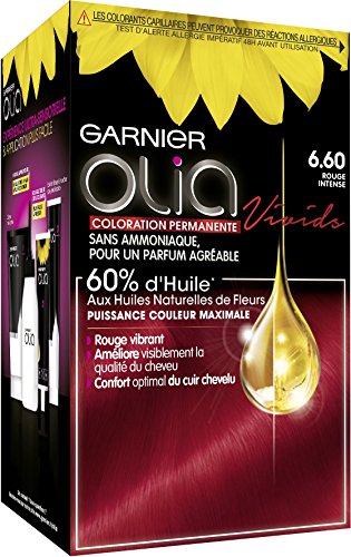Garnier - Olia Vivids - Coloration Permanente Intense à l’Huile Sans Ammoniaque Rouge - 6.60 Rouge Intense