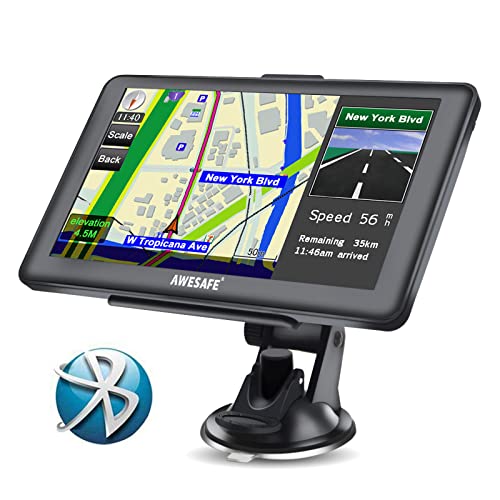 AWESAFE Navegador GPS con Bluetooth para Coches/Camiones/Autocaravana/Autobús/Furgoneta, con Mapas Europeos de 48 Países y 7 Pulgadas Pantalla Táctil