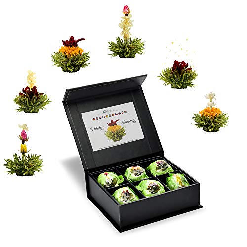 Creano Un Mix de Flores de Té' Té de Flores' - Té en Caja Elegante y Magnética con Relieve de Plata |'Té verde'
