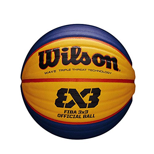 Wilson WTB0533XB Pelota de Baloncesto Fiba 3x3 Caucho Interior y Exterior, Adultos Unisex, Azul/Amarillo, 6
