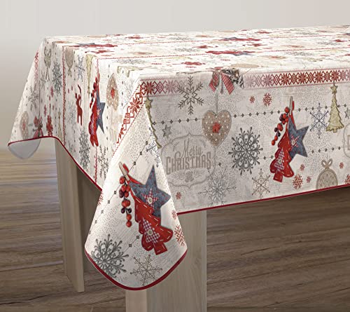 Mantel Antimanchas Feliz Navidad - Rectángulo, Poliéster, 150 x 300 cm