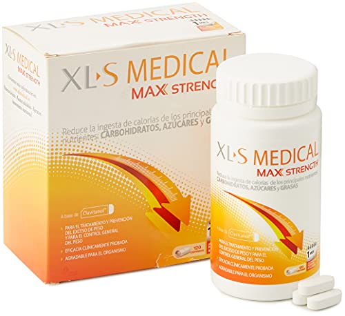 XLS Medical Max Strength Triple Action - Bloqueador De La Absorción De Carbohidratos, Azúcares Y Grasas. Tratamiento De 1 Mes, color Blanco, 120 Unidad, 150 g