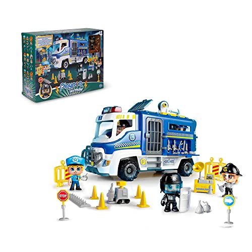 Pinypon Action - Furgón Policial, set de juguete de acción, incluye un muñeco de policía , muchos accesorios y posibilidades de juego, niños desde 4 años, Famosa (700016770)