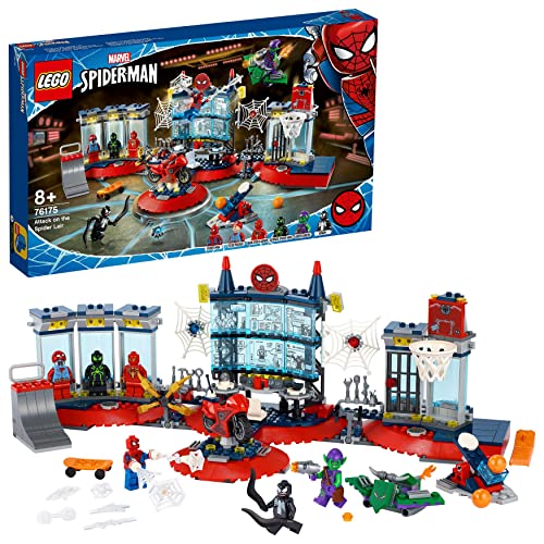 LEGO 7615 Marvel Spider-Man Ataque a la Guarida Arácnida, Juguete de Construcción, Cuartel o Habitación de Peter, Mini Figuras Duende Verde y Venom